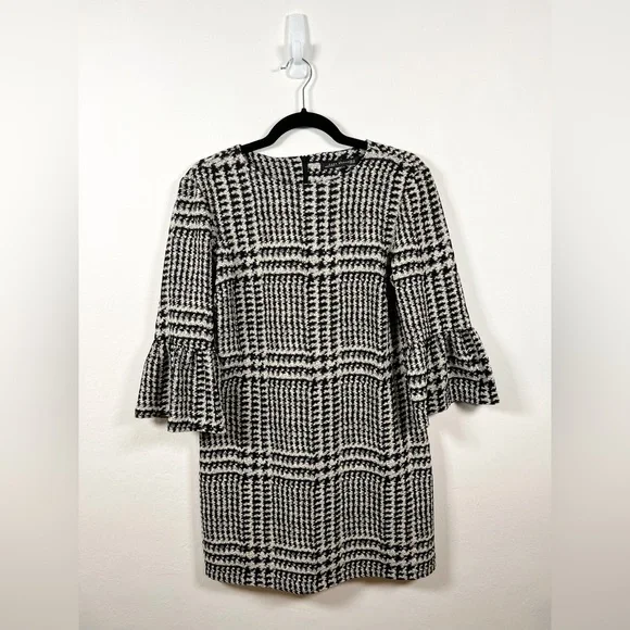 Zara Dress Womens Medium Black White Short Casual Party Lantern Sleeve Ladies - Picture 2 of 12